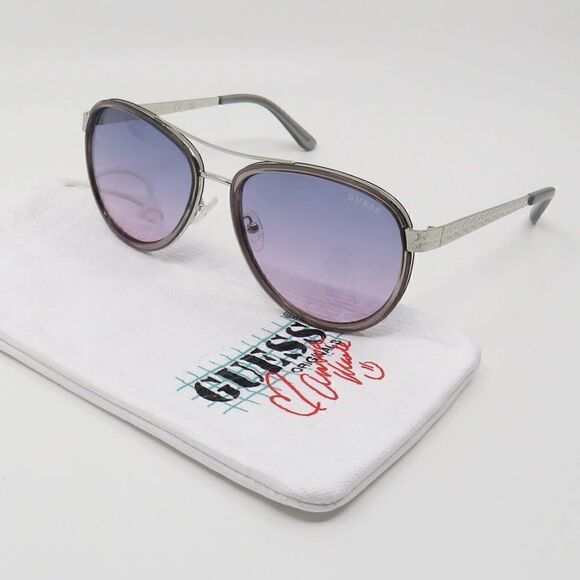 Guess New GF6188/S 20B Silver/Purple Gradient Aviator Sunglasses. main image 8
